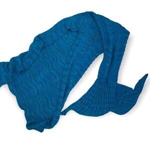 Mermaid Tail teal hand knitted adult size blanket throw snuggly Ariel Disney‌‍‍‍